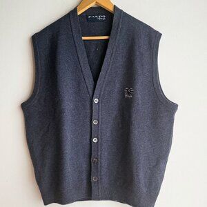 Faldo by Pringle Dusty Blue Pure New Lambswool Button Down Vest L